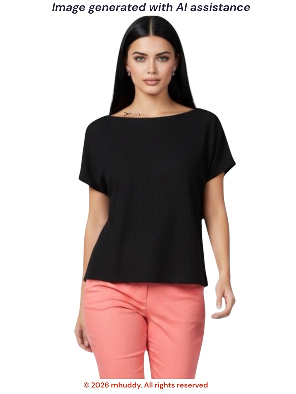 Express L black waffle dolman short sleeve top